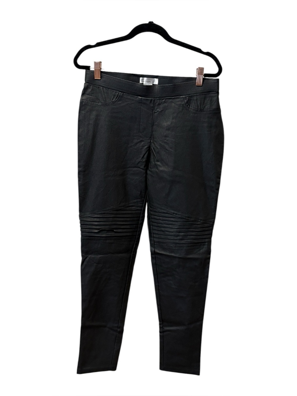 89th & Madison Black Faux Leather Moto Leggings